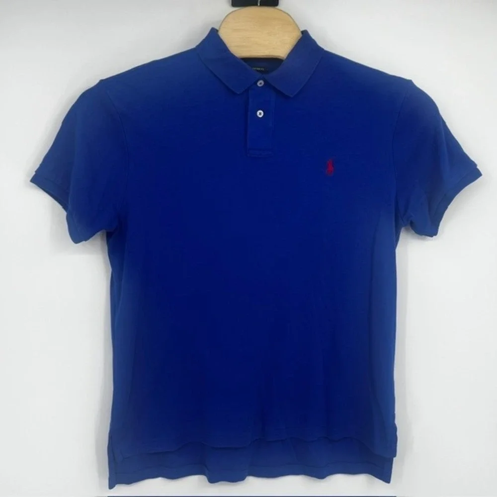 Polo Ralph Lauren Men's Large Royal Blue Custom Fit Short Sleeve Polo Shirt